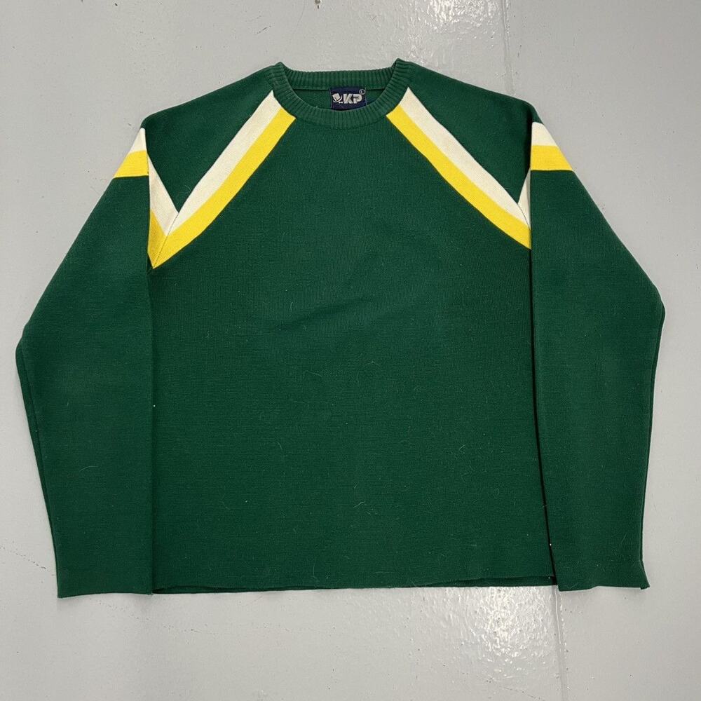 Vintage 80s KP Green Abstract Pattern Acrylic Sweater